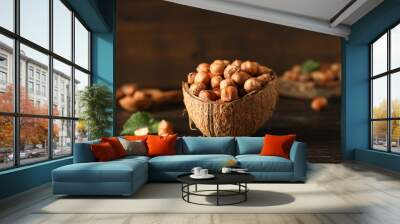 Healthy food and healthy nutrition concept, nuts - hazelnut Wall mural