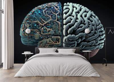 Image of brain generated by AI technology Wall mural