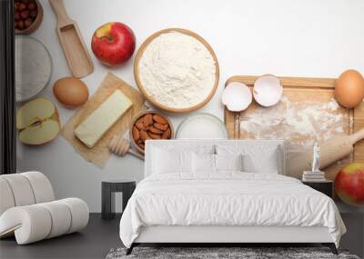 Ingredients for pie or cake cooking on light table Wall mural