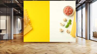 Photo collage of Cooking compositions with lasagna ingredients Wall mural