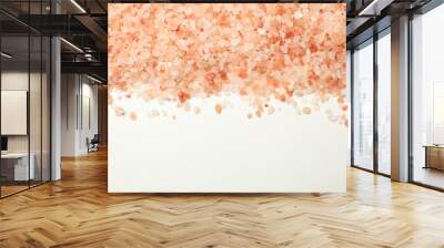 Pink himalayan salt on white background, space for text Wall mural