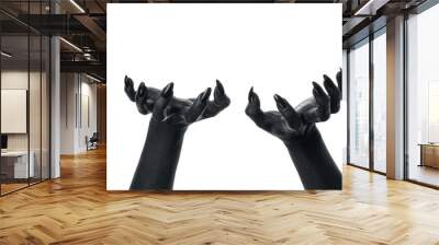 PNG, black painted hands, isolated on white background. Wall mural