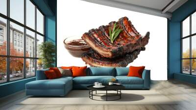 PNG, Tasty BBQ meat isolated on white background Wall mural