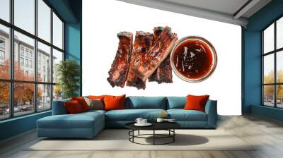 PNG, Tasty BBQ meat isolated on white background Wall mural