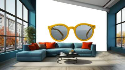 PNG, yellow sunglasses, isolated on white background Wall mural