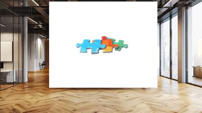 PNG, Сolored puzzles, isolated on white background Wall mural