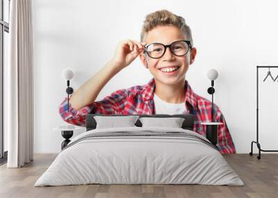 PNG,boy in glasses and shirt, isolated on white background Wall mural