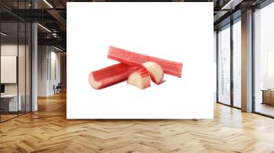 PNG,Rhubarb stalks, isolated on white background Wall mural