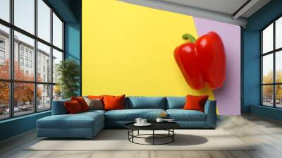 Red bell pepper on two color background Wall mural