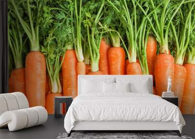 Ripe fresh carrots as background, space for text Wall mural