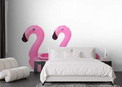 Rubber ring flamingos isolated on white background Wall mural