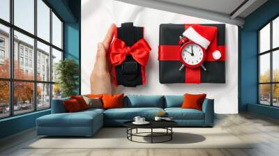 Sex toys with Christmas gifts on the background. Wall mural