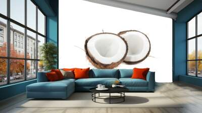 Split tropical coconut isolated on white background Wall mural