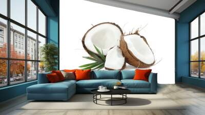 Split tropical coconut isolated on white background Wall mural