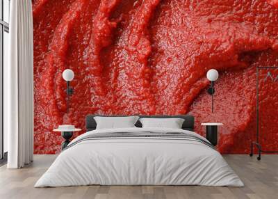 Tasty tomato paste on whole background, close up Wall mural