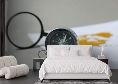 Traveling, adventure and vacation concept with compass Wall mural