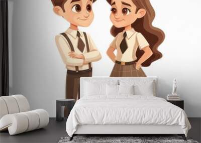 two animated characters standing back to back with arms crossed Wall mural