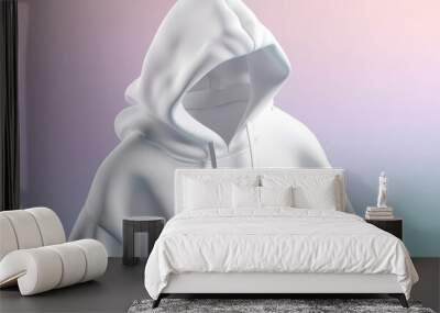 White hoodie with a hood,created with Generative AI technology. Wall mural