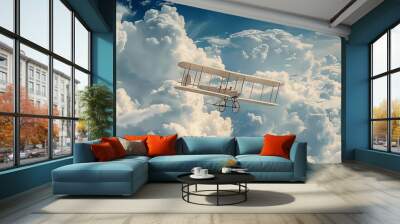 color photo of the 1903 wright flyer taking off on a runway 7 Wall mural