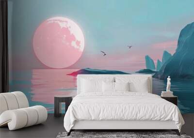 Pink Fantasy Landscape 2 Wall mural