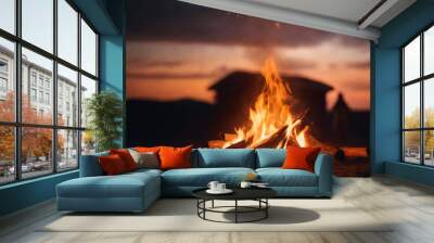 fire in the fireplace Wall mural