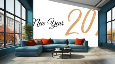 Happy new year 2024 banner with calligraphic font and brush painted sparkles and glitter text effect vector illustration on white background for new year' eve, and new year resolution and happy wishes Wall mural