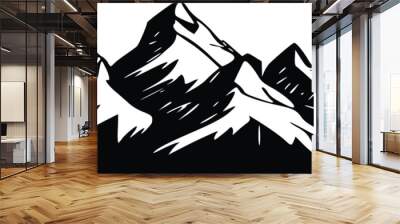 Mountain silhouette - vector icon. Rocky peaks. Mountains ranges. Black and white mountain icon Wall mural