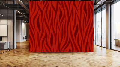 Seamless vector abstract wavy pattern with natural motif in monochrome red colors Wall mural