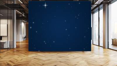 Beautiful gleam shining stars in dark blue sky background Wall mural