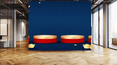 Four empty podium mock ups in oriental style banner background Wall mural