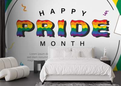 Happy pride month colorful rainbow banner background vector design Wall mural