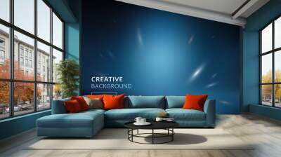 Modern abstract gradient dark blue background with glowing sparking light Wall mural