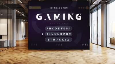 Space gaming theme alphabet font set Wall mural