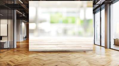 Wood table top on blur kitchen window background Wall mural