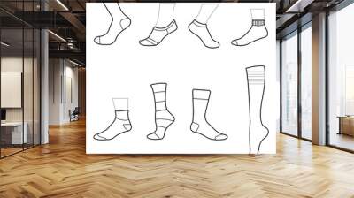 sock clipart sock drawing isolated on white background vector illustration Wall mural