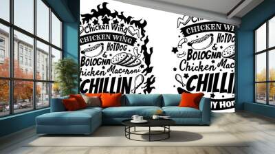 Chicken Wing Hotdog and Bologna Chicken Macaroni Chillin With My Homies Wall mural