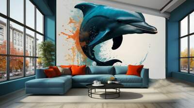 dolphin in the water Wall mural