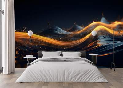 Abstract digital artwork featuring a dynamic wave Wall mural