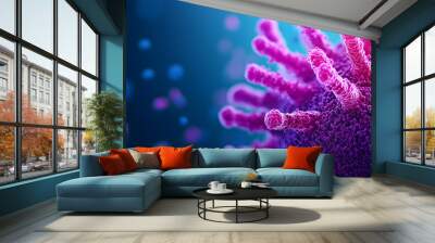 Close-up microscope biology virus serum organism health, virus, vibrant 3d illustration Wall mural