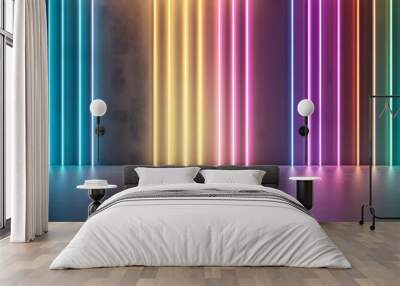 Rainbow-colored lights in vertical stripes pulsating Wall mural