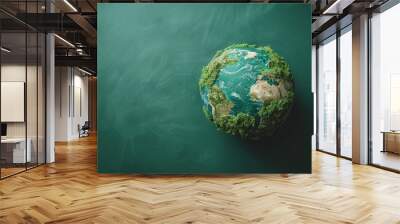 Green Earth Concept on Chalkboard Background Wall mural