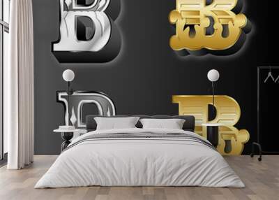 eps Vector image:initials（b）metallic material logo I Wall mural