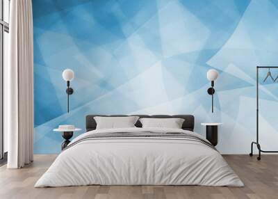 abstract blue background with layered shapes and transparent material textured design Wall mural