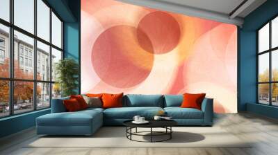 abstract red and white background with glowing yellow and pink bokeh effect, geometric shapes of circles and rings layered in motion design pattern Wall mural