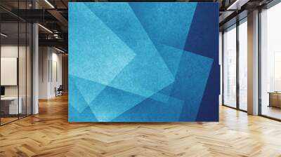 blue and white abstract background with angled blocks, squares, diamonds, rectangle and triangle shapes layered in abstract  modern art style background pattern, textured background Wall mural