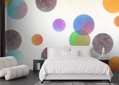 Colorful circles or balls in modern abstract background, creative graphic art pattern, blue purple white black yellow orange and red colors with grunge texture and geometric pattern Wall mural