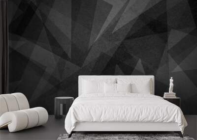 dark black and white abstract background with geometric triangle layer design with texture Wall mural