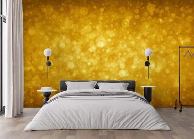 gold glitter background sparkles, elegant golden bokeh lights background, small circles shapes floating in air, magical sparkle background design Wall mural