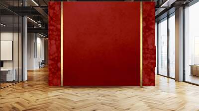 luxury red Christmas background with gold ribbon stripes and bokeh lights pattern sidebars, elegant formal background layout with rich fancy textures and design Wall mural