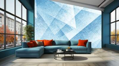 modern abstract blue background design with layers of textured white transparent material in triangle diamond and squares shapes in random geometric pattern Wall mural